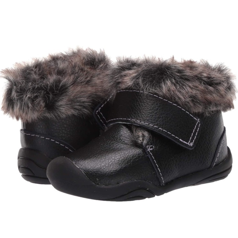 pediped Unisex-Child Boot Crib Shoe black faux fur size 21